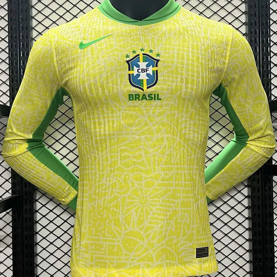 2024 Copa America Brazil Home Player Version Long Sleeve Football Shirt