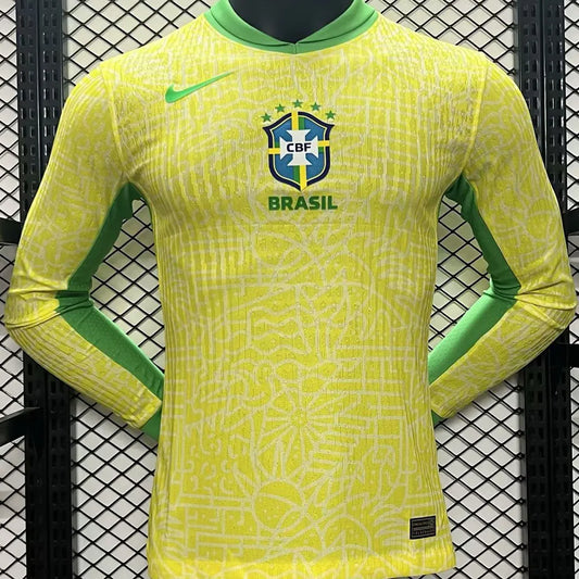 2024 Copa America Brazil Home Player Version Long Sleeve Football Shirt