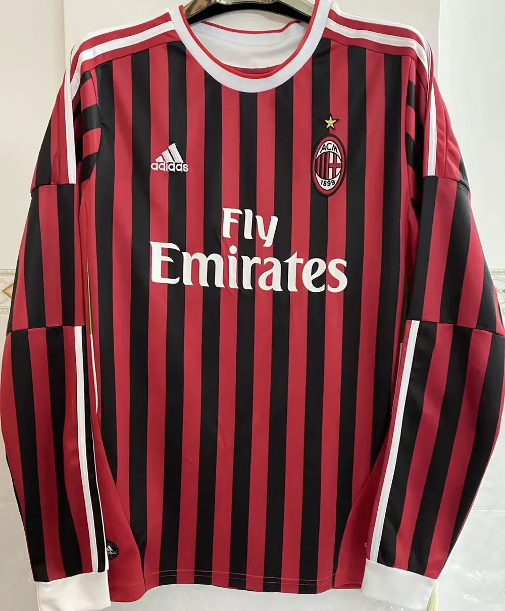 2011/12 AC Milan Home Long Sleeve Retro Football Shirt