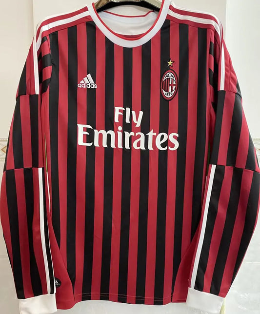 2011/12 AC Milan Home Long Sleeve Retro Football Shirt