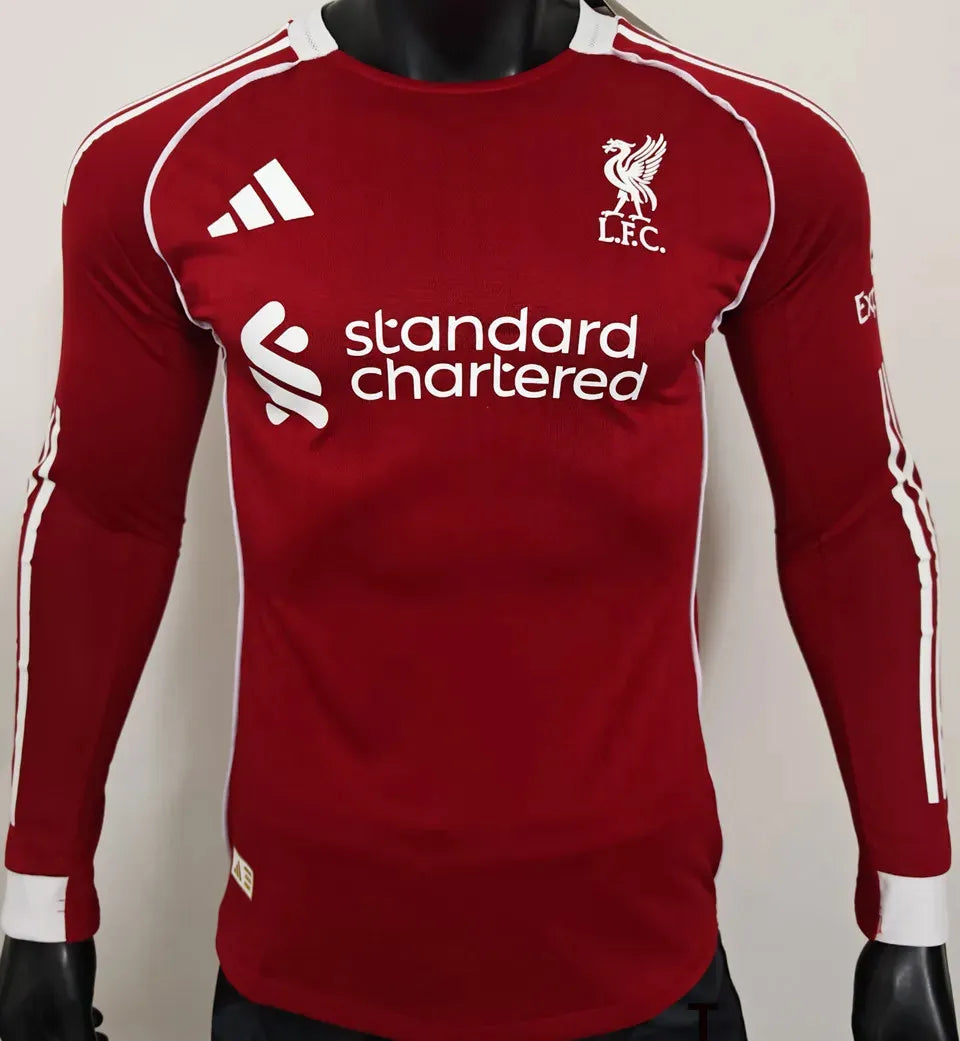 2025/26 Liverpool Home Player Version Long Sleeve Football Shirt