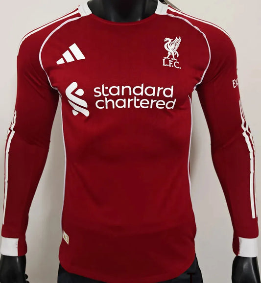 2025/26 Liverpool Home Player Version Long Sleeve Football Shirt