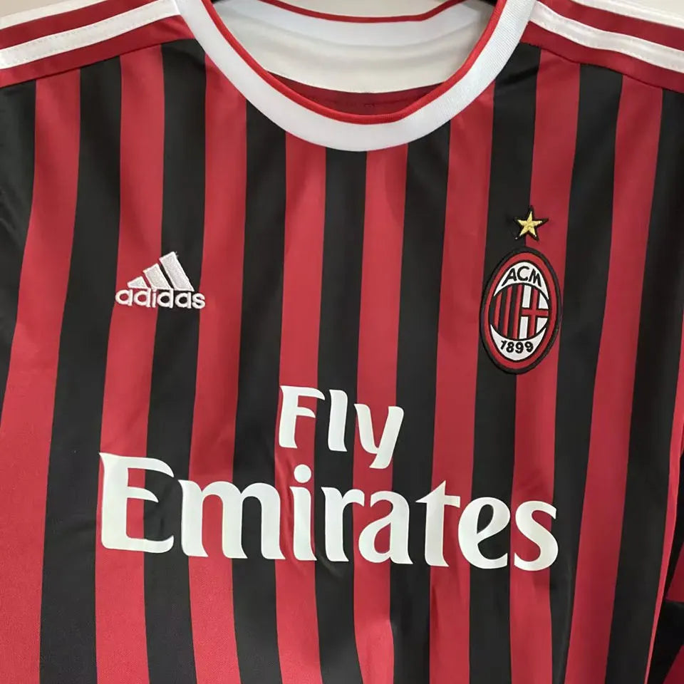 2011/12 AC Milan Home Long Sleeve Retro Football Shirt