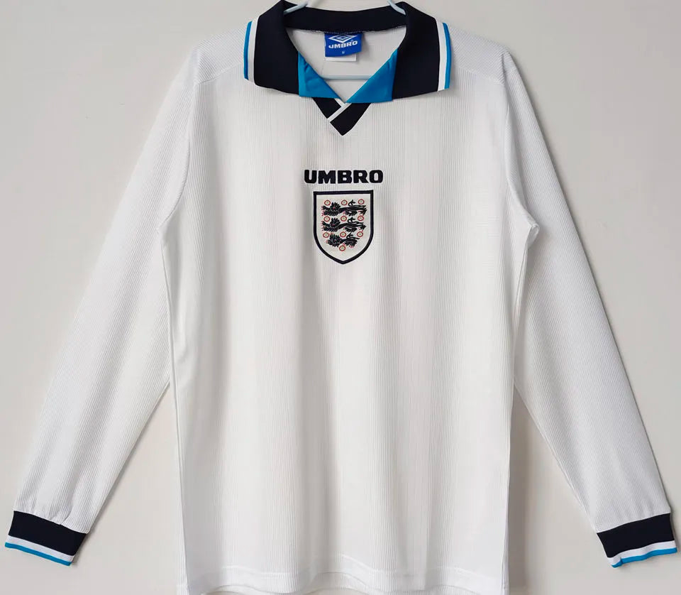 1996 England Home Retro Long Sleeve Football Shirt
