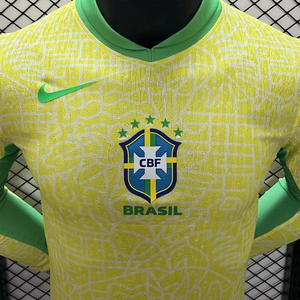 2024 Copa America Brazil Home Player Version Long Sleeve Football Shirt